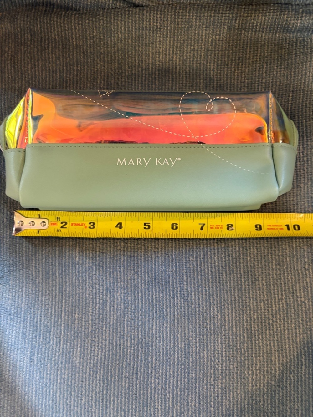 Mary Kay Mint Green and Iridescent Orange Cosmetic Pouch - Picture 2 of 5